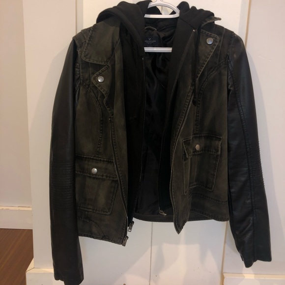 American Eagle hooded leather jacket - Picture 1 of 1